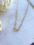 Gold Heart Linked Necklace