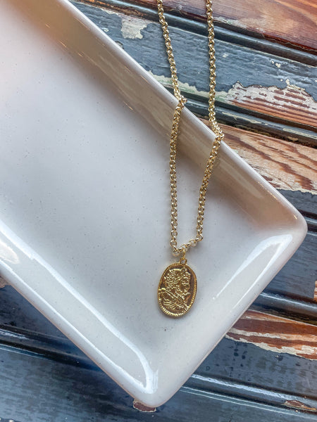 Flat Oval Coin Necklace