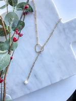 Heart & Pearl Drop Chain Necklace