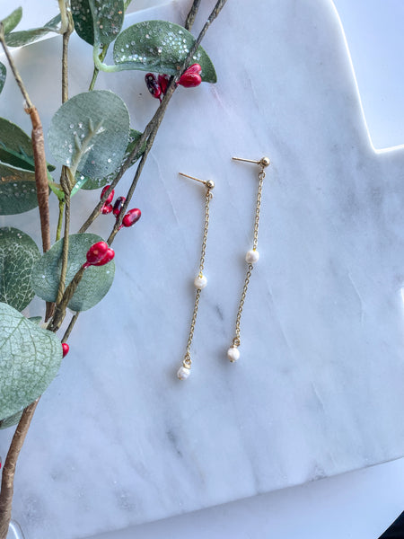 Pearl Chain Drop Earrings