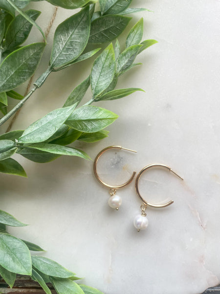 Pearl Charm Hoops