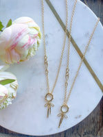 Side Clasp Bow Charm Necklace