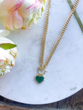 Emerald Green Heart Charm Necklace