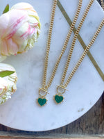Emerald Green Heart Charm Necklace