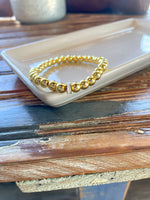 6mm White & Gold Bead Bracelet