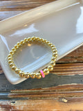 6mm Pink & Gold Bead Bracelet