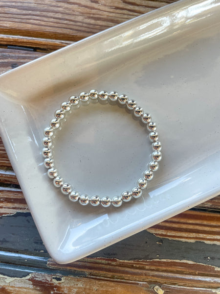 6mm Silver Bead Bracelet
