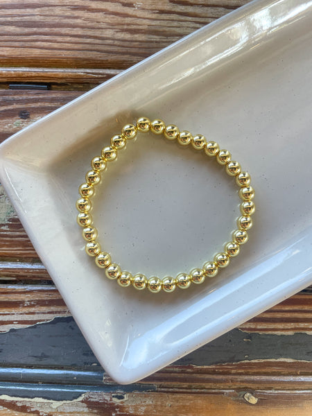 6mm Gold Bead Bracelet