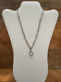 Silver Rectangle Pendant Necklace