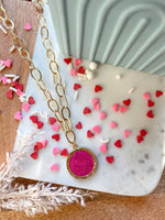 Hot Pink Stone Necklace