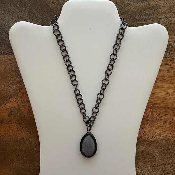 Large Gunmetal Chain Pendant Necklace