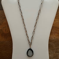 Light Grey Chrystal Pendant Silver Necklace