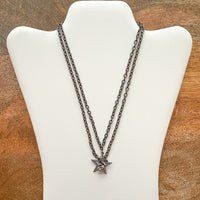 Snake & Star Pendant Gunmetal Neckalce