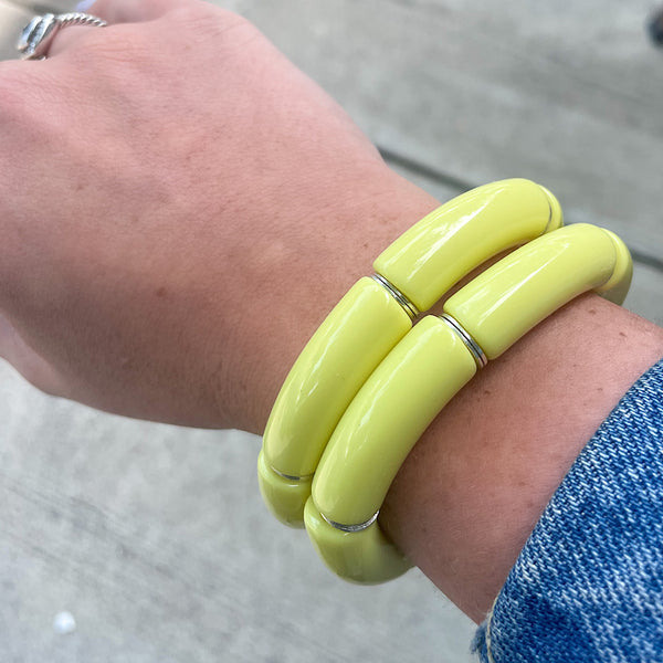 Large Acrylic Bead Bracelet in Yellow