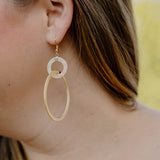 Double Hoop Textured Gold Earrings