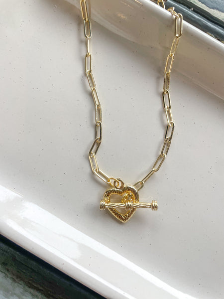 Heart Toggle Paperclip Chain