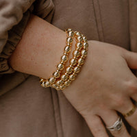 Round and Flat Beaded Bracelet in Gold