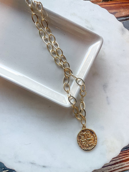 Cross Coin Pendant Necklace