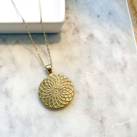 Flower Coin Charm Necklace