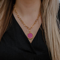 Hot Pink Stone Necklace
