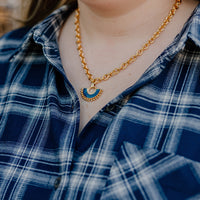 Blue Half Moon Pendant